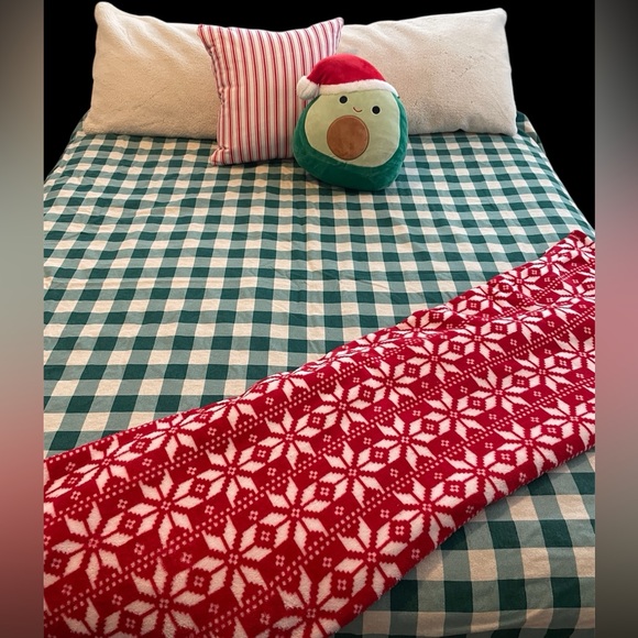 MarthaStewartCollection green/white/tan plaid full/queenduvet cover reversible - Picture 2 of 5